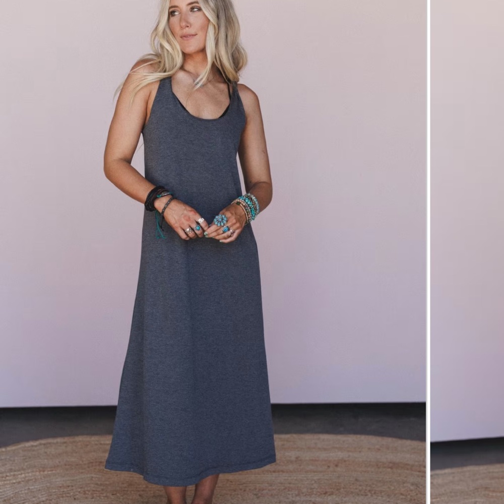 Three Bird Nest Charcoal Midi Dress